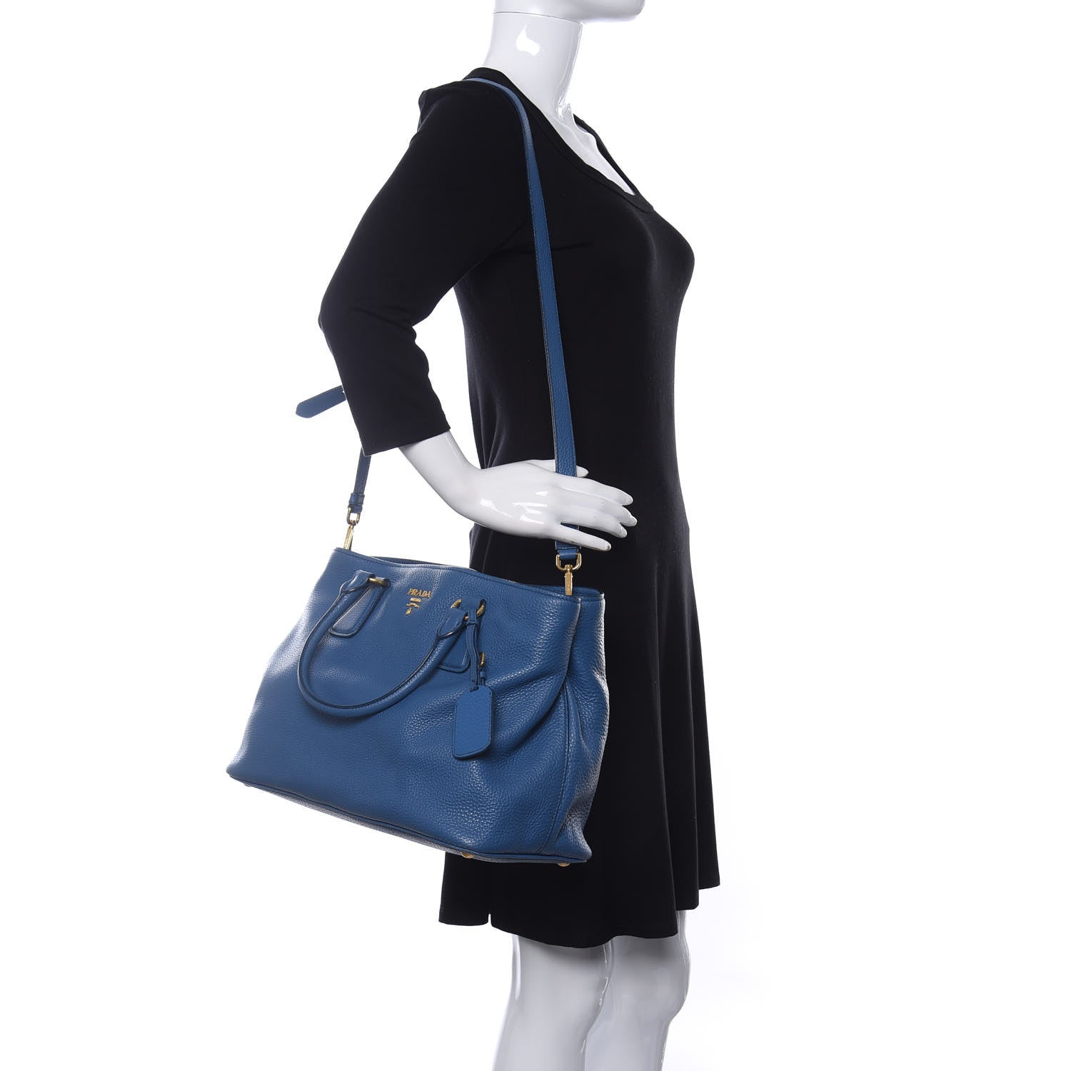 Prada Vitello Daino Tote Cobalto 3 of 11