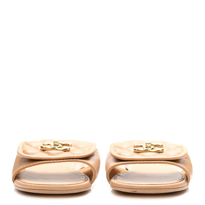 Chanel Lambskin Quilted Turnlock Flat Mules 39 Beige 3 of 10