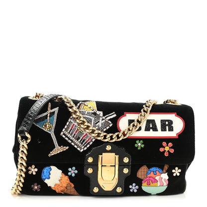 Dolce & Gabbana Velvet Watersnake Embellished Lucia Shoulder Bag 1 of 8