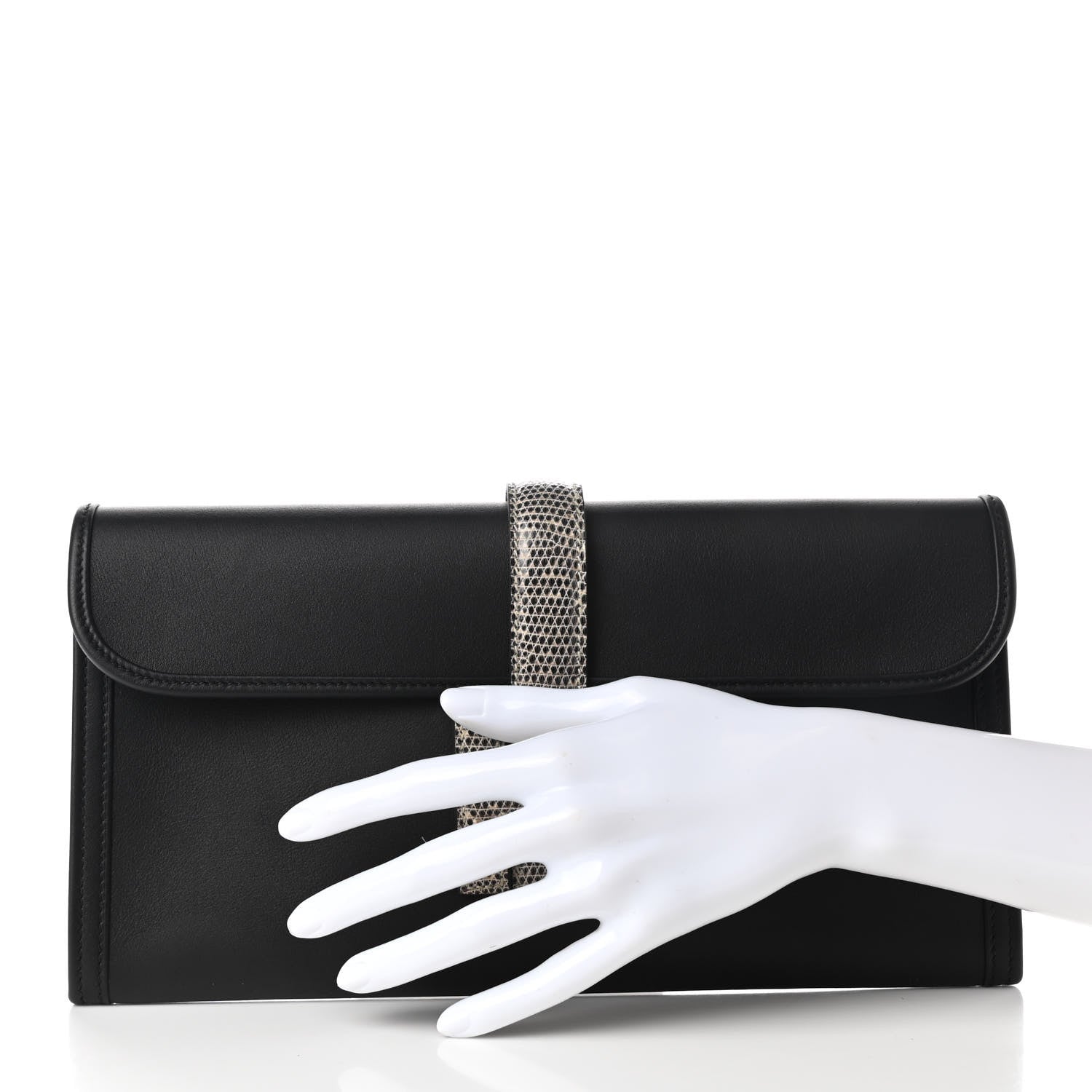 Hermes Swift Lizard Jige Elan Touch 29 Clutch Black Ombre 2 of 8