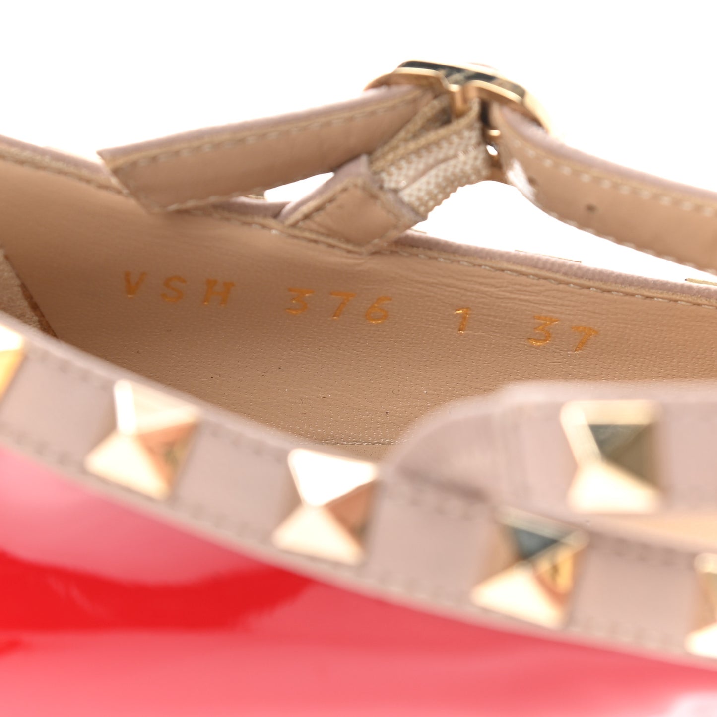 Patent Nappa Rockstud Cage Ballerina Flats 37 Red Poudre