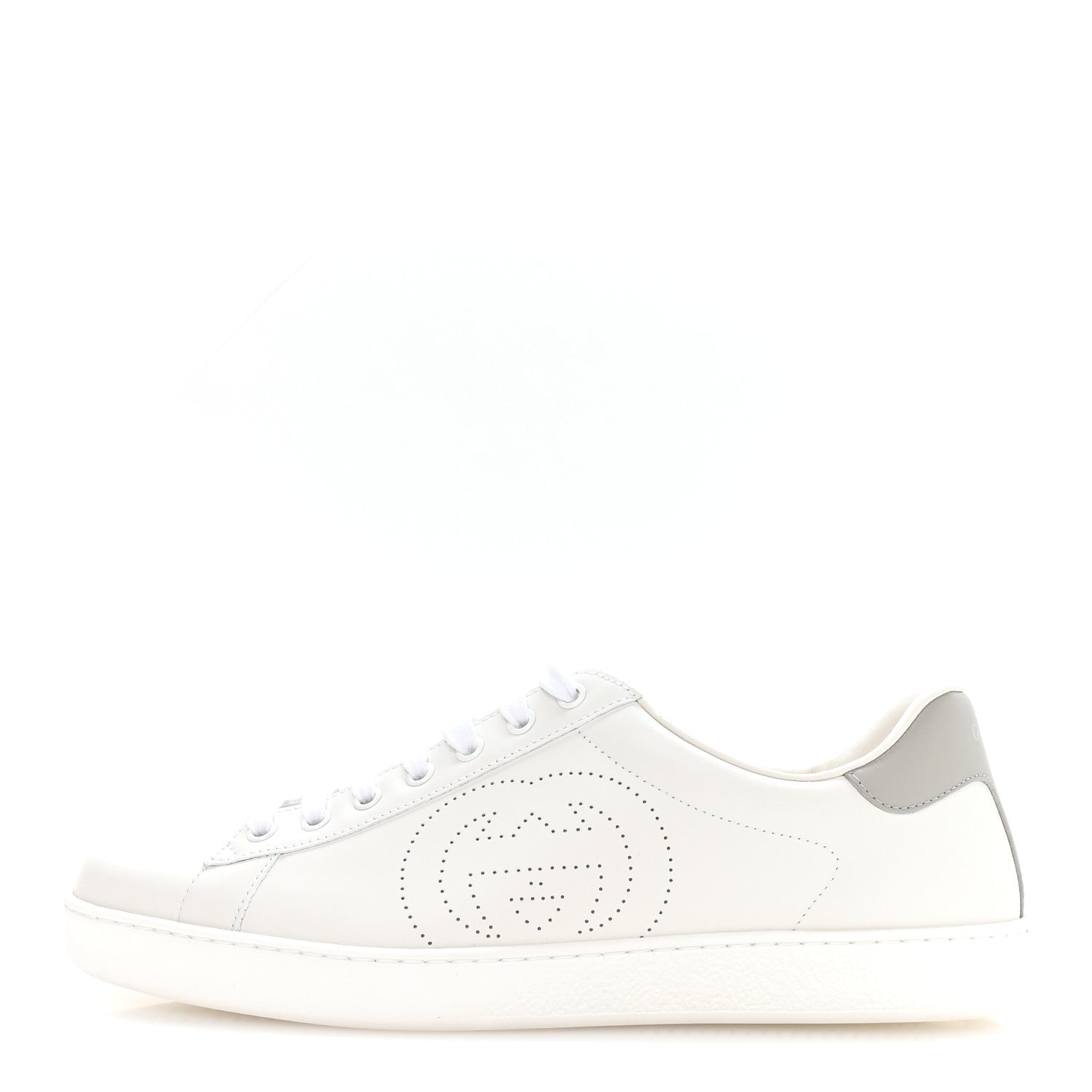 Gucci Calfskin Interlocking G Perforated Mens Ace Sneakers 9 White Grey Sky 1 of 8