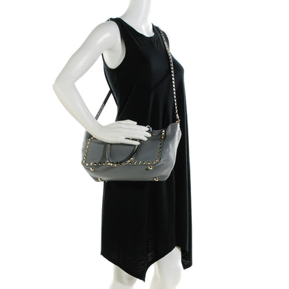 Valentino Garavani Grained Calfskin Small Rockstud Tote Grey 2 of 9