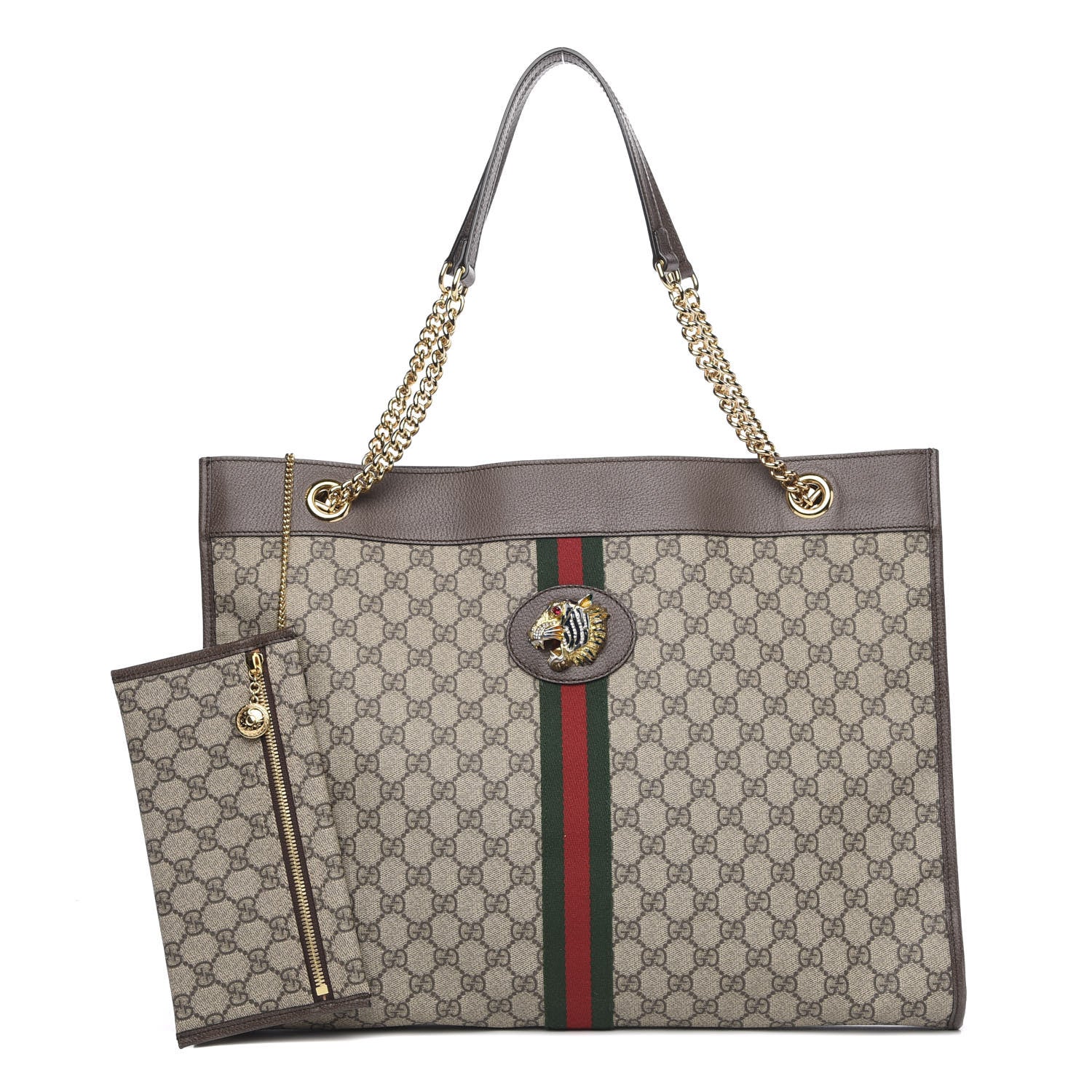 Gucci GG Supreme Monogram Large Rajah Chain Tote Beige New Acero 1 of 10