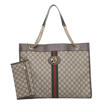 Gucci GG Supreme Monogram Large Rajah Chain Tote Beige New Acero 1 of 10