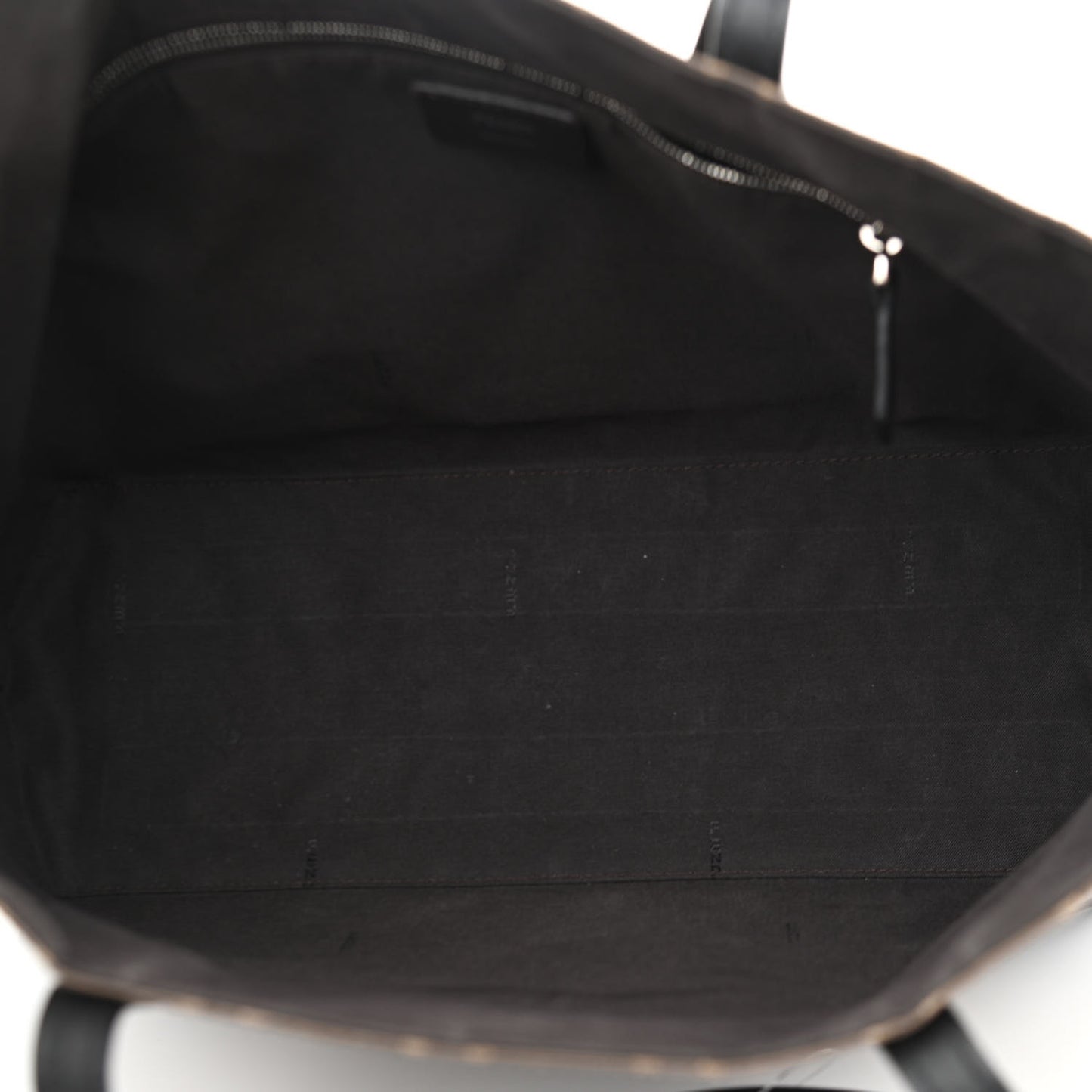 Glazed Fabric Vitello Century FF 1974 Stamp Patch Shopping Tote Mogano Panna Black