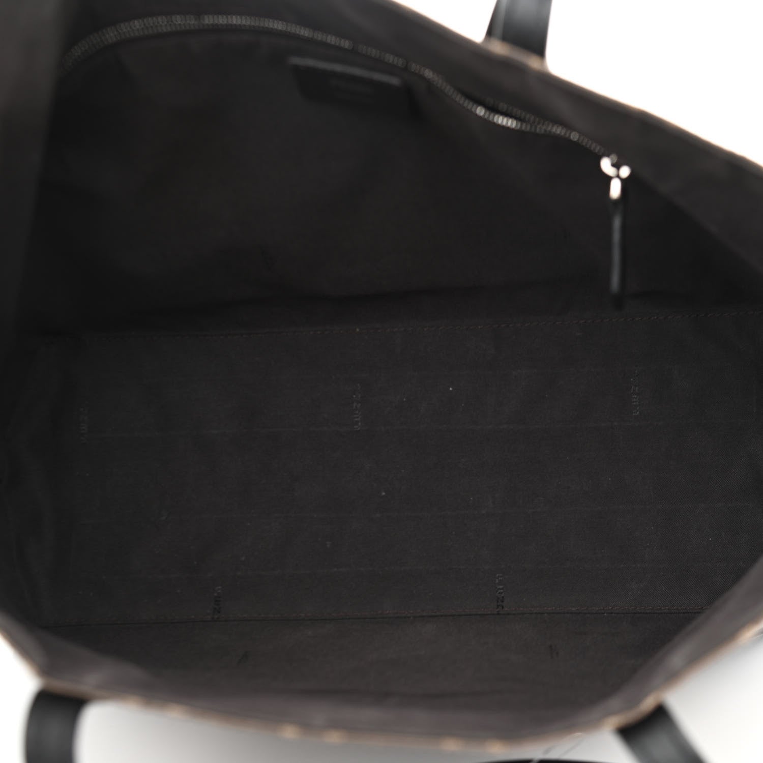 Fendi Glazed Fabric Vitello Century FF 1974 Stamp Patch Shopping Tote Mogano Panna Black 5 of 13