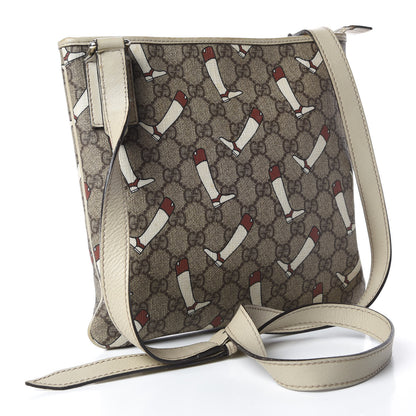 Gucci GG Plus Monogram Boot Flat Messenger Bag Beige Off White 3 of 12