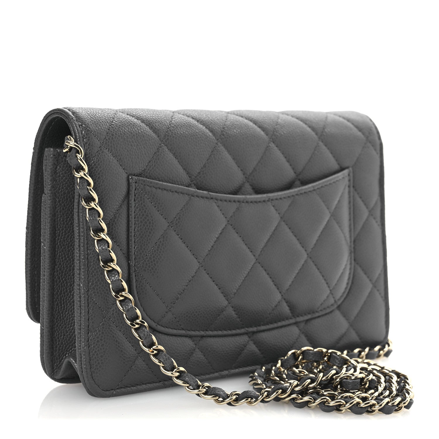 Chanel Caviar Quilted Wallet on Chain WOC Grey 3 of 14