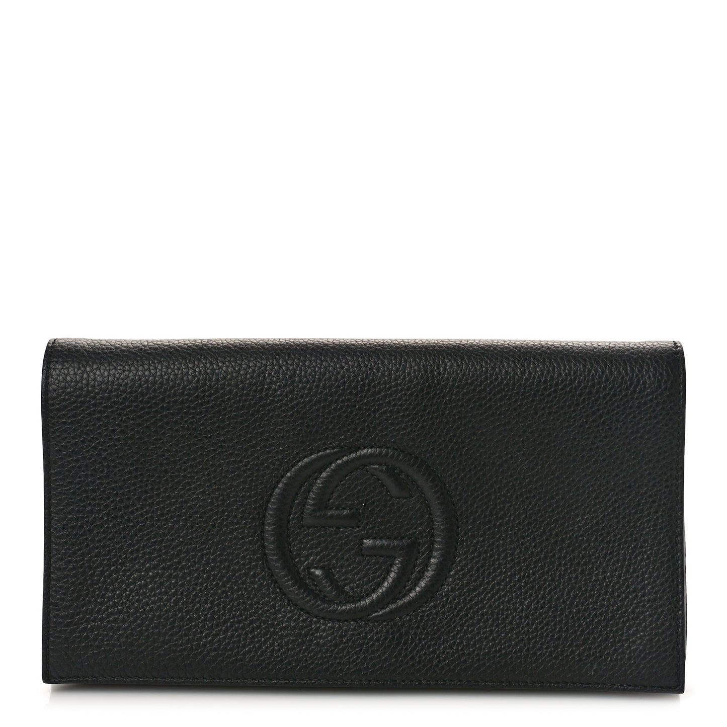 Pebbled Calfskin Medium Soho Clutch Black