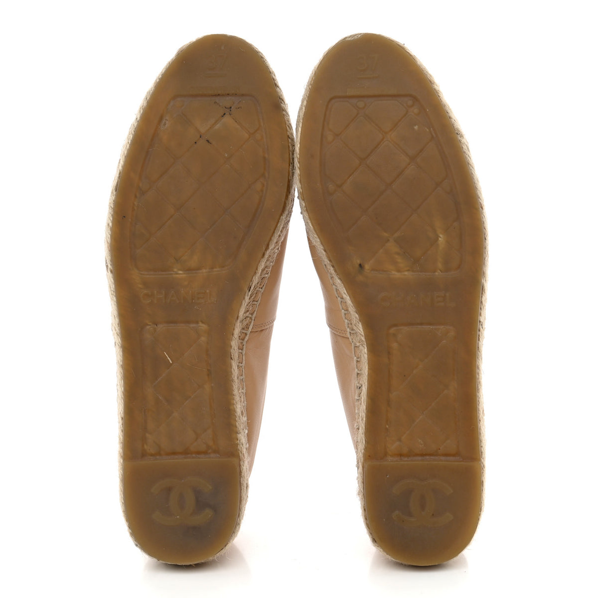 Lambskin CC Espadrilles 37 Beige Black