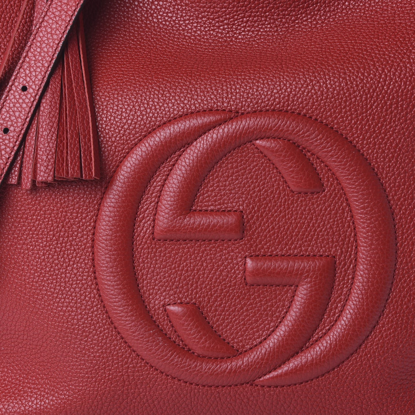 Pebbled Calfskin Large Soho Hobo Tabasco Red