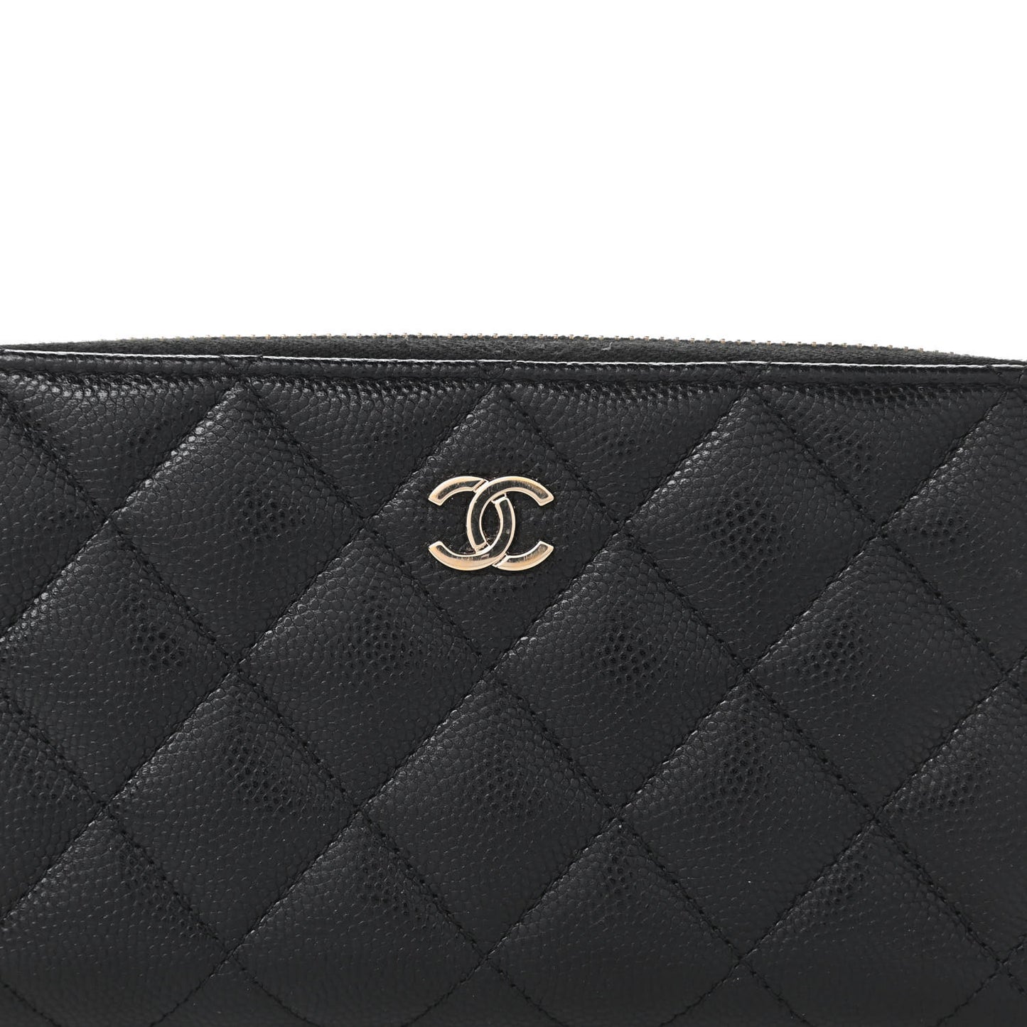 Caviar Quilted Medium Zip Around Wallet Black