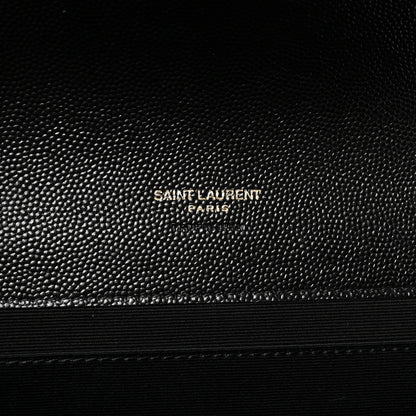 Saint Laurent Grain De Poudre Matelasse Chevron Monogram Envelope Clutch Black 6 of 7