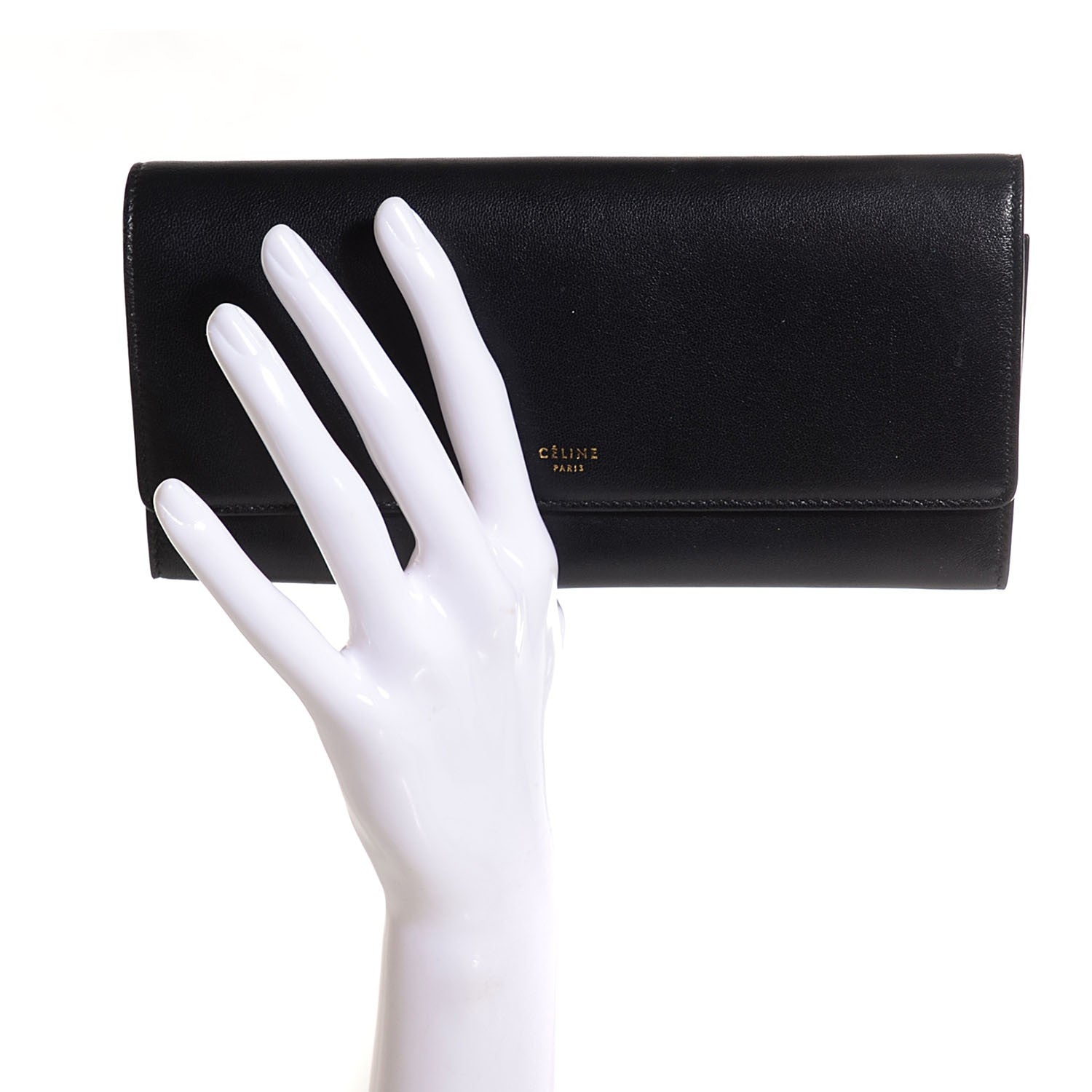Celine Smooth Calfskin Large Flap Wallet Black 2 of 8