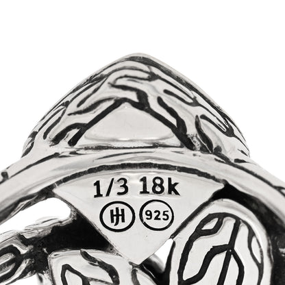 John Hardy Sterling Silver 18K Yellow Gold Turquoise Classic Chain Hammered Cluster Ring 54 7 4 of 4