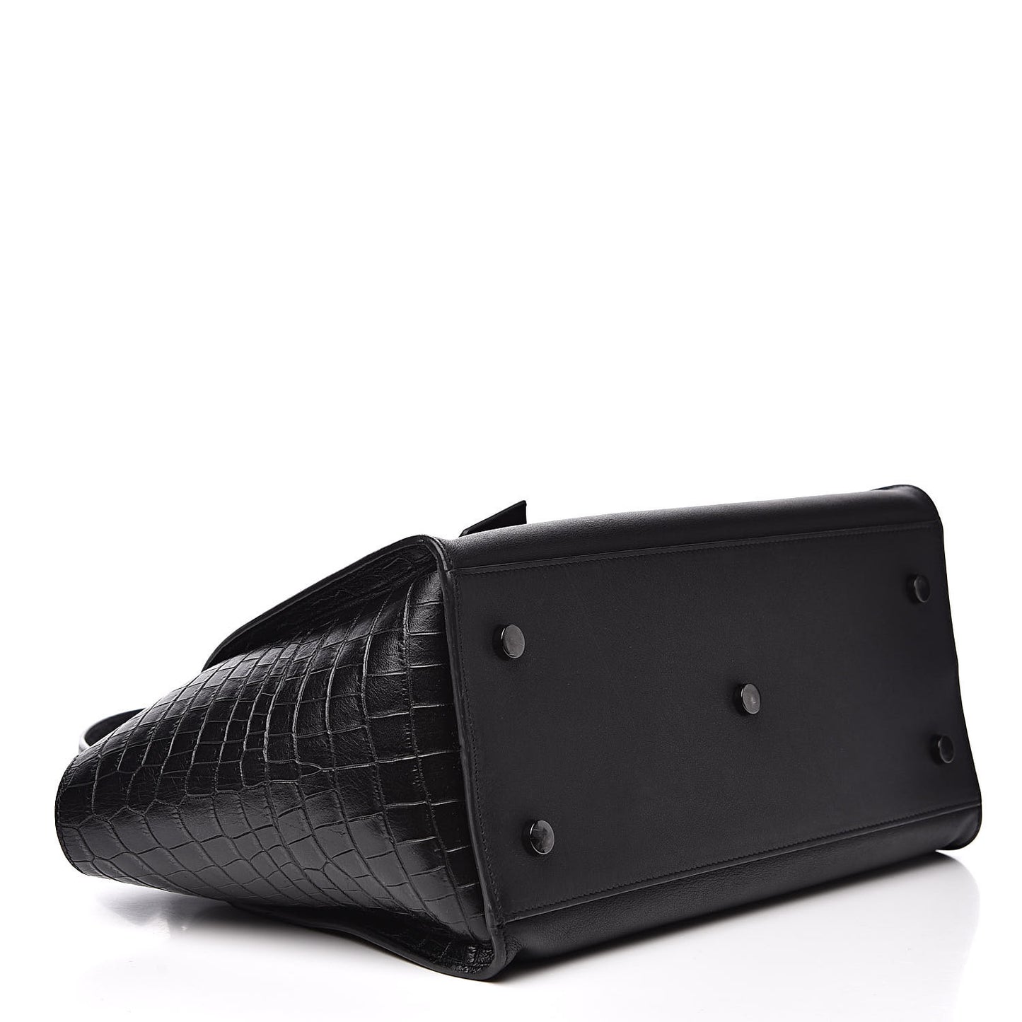 Smooth Calfskin Crocodile Embossed Small Monogram Downtown Cabas Black