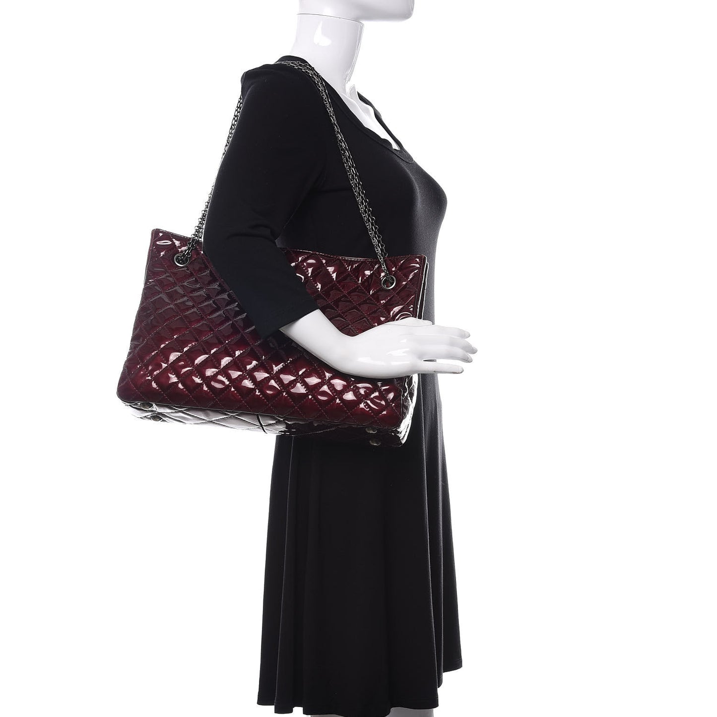 Patent Calfskin Quilted Reissue 2.55 Tote Burgundy