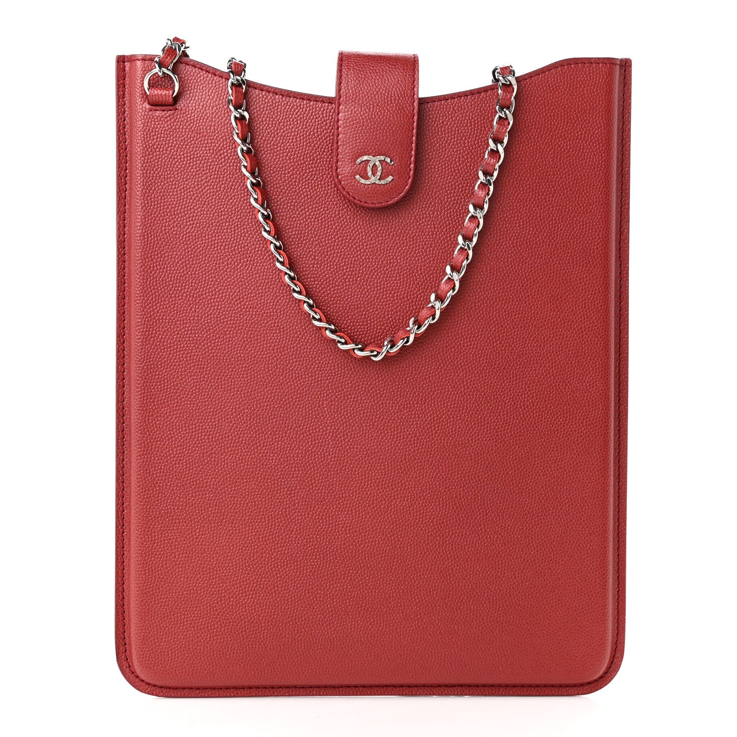 Chanel Iridescent Caviar iPad Case Crossbody Red 1 of 11