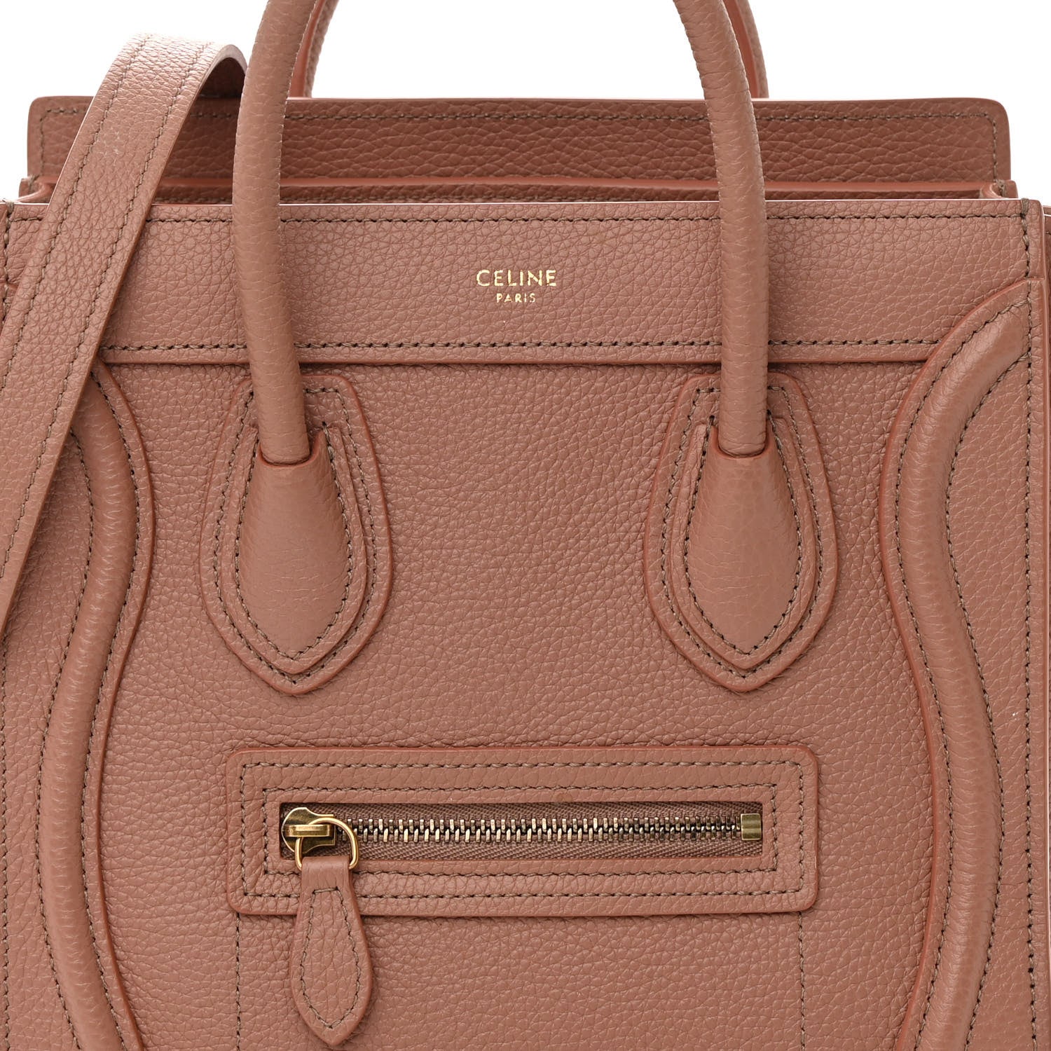 Celine Drummed Calfskin Nano Luggage Antique Rose 9 of 16