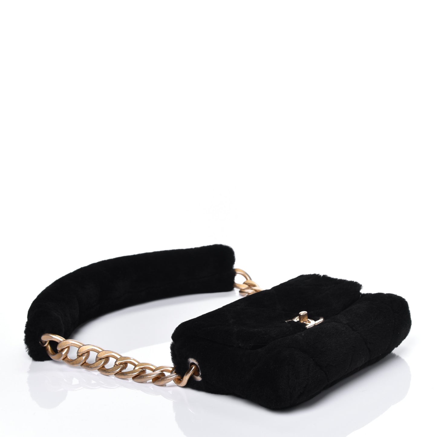Shearling Quilted Single Flap Black