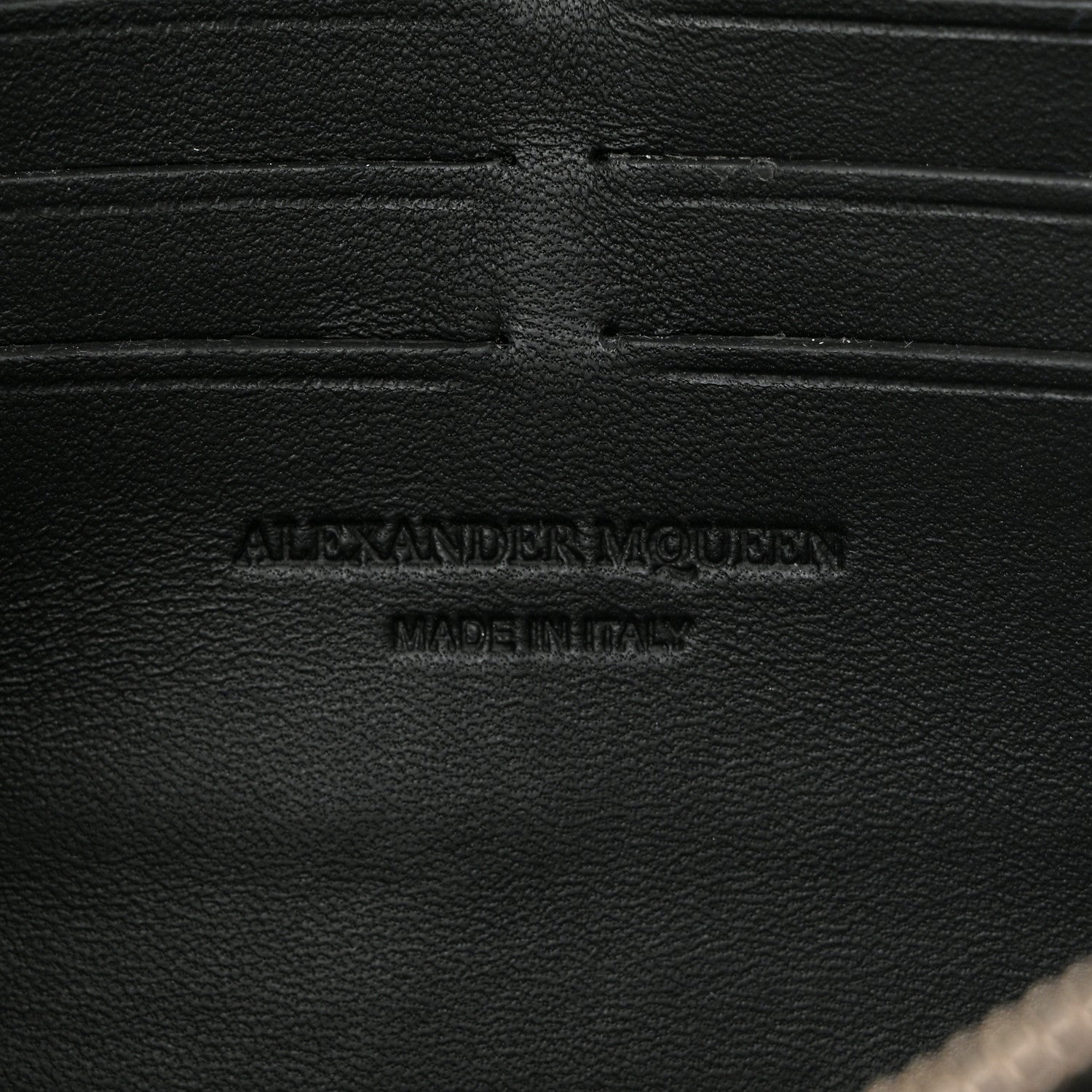 Alexander McQueen Calfskin Crocodile Embossed Skull Wallet on Chain Black 6 of 11