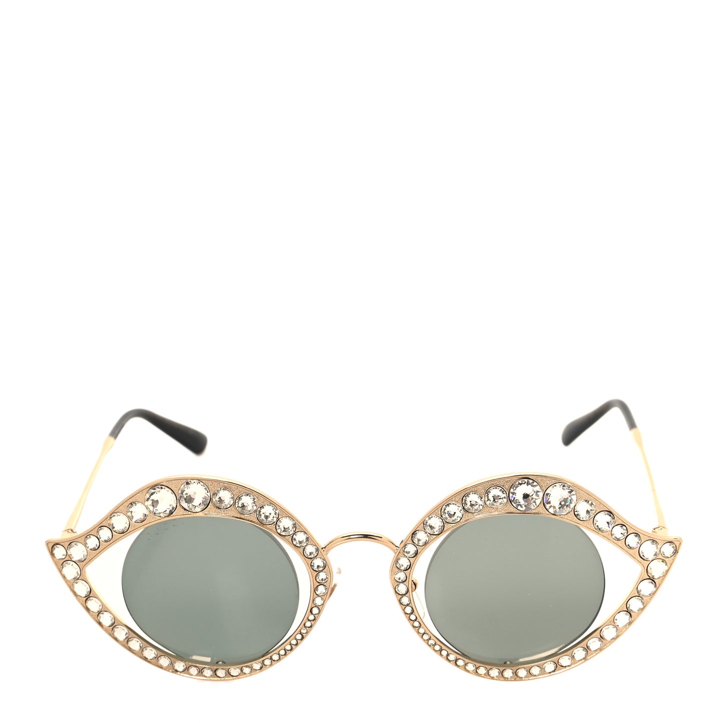 Metal Crystal Cat Eye Sunglasses GG0046S Gold Grey