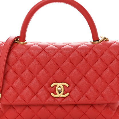 Chanel Caviar Quilted Small Coco Handle Flap Red 8 of 11