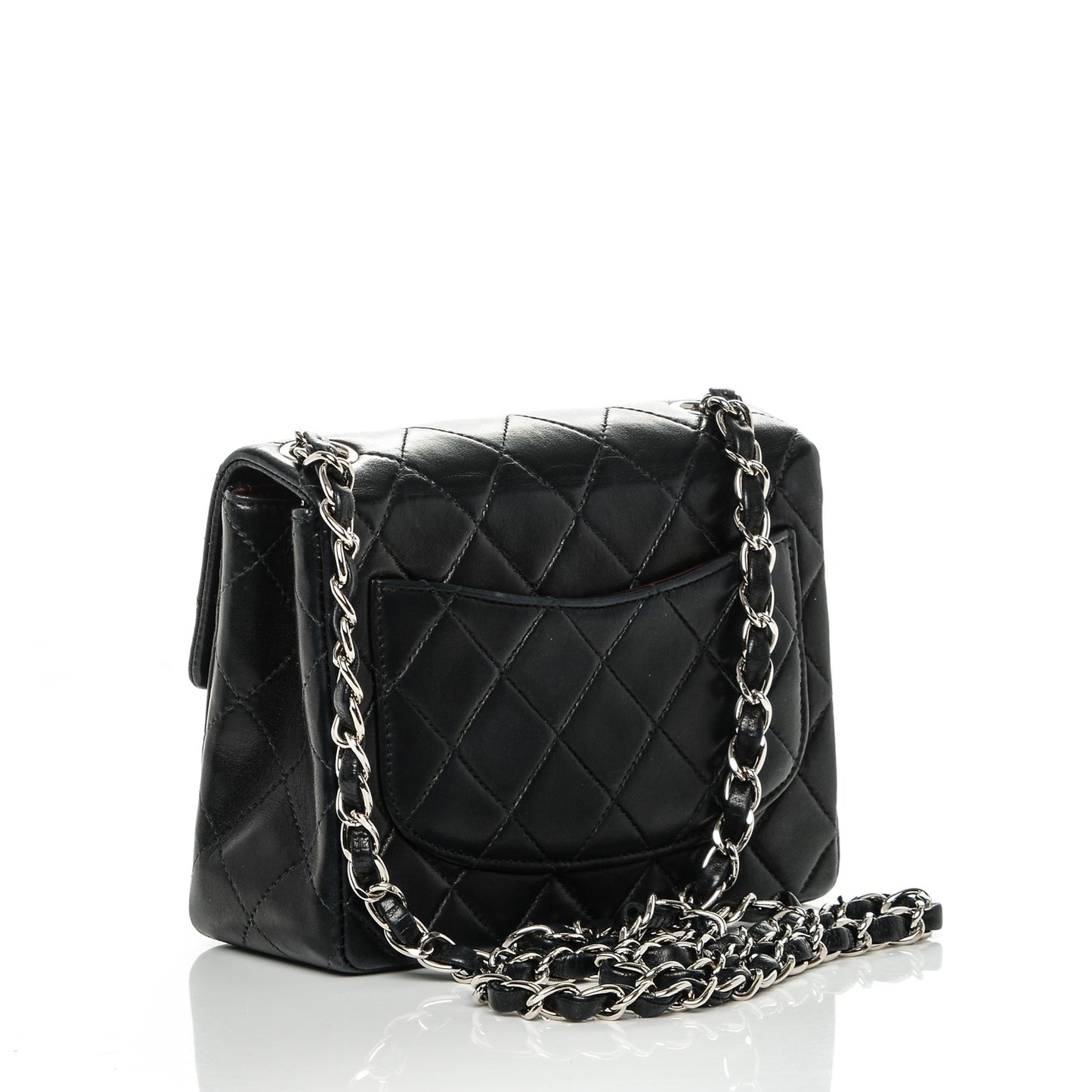 Lambskin Quilted Mini Square Flap Black