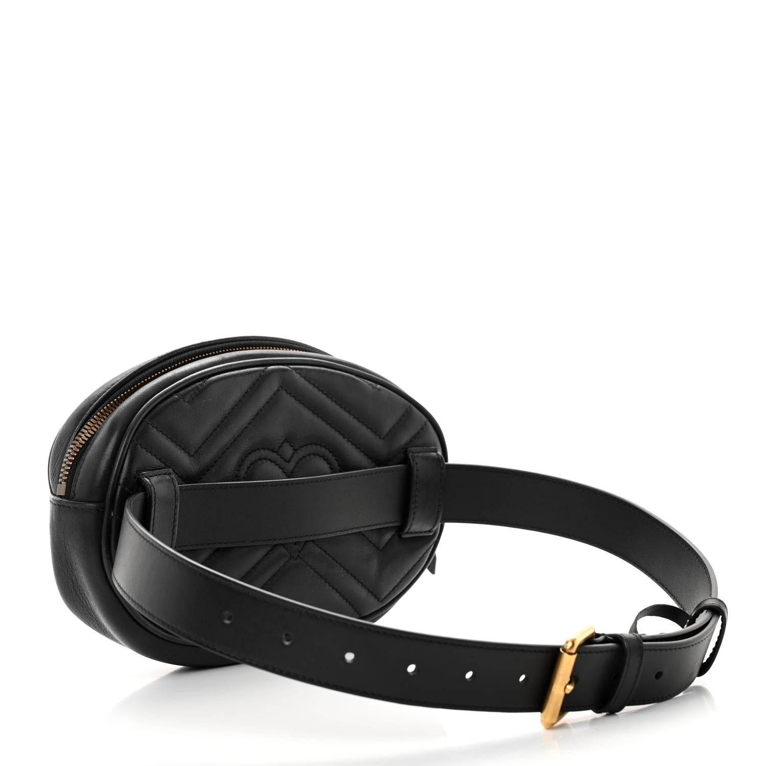 Gucci Calfskin Matelasse GG Marmont Belt Bag 75 30 Black 3 of 17