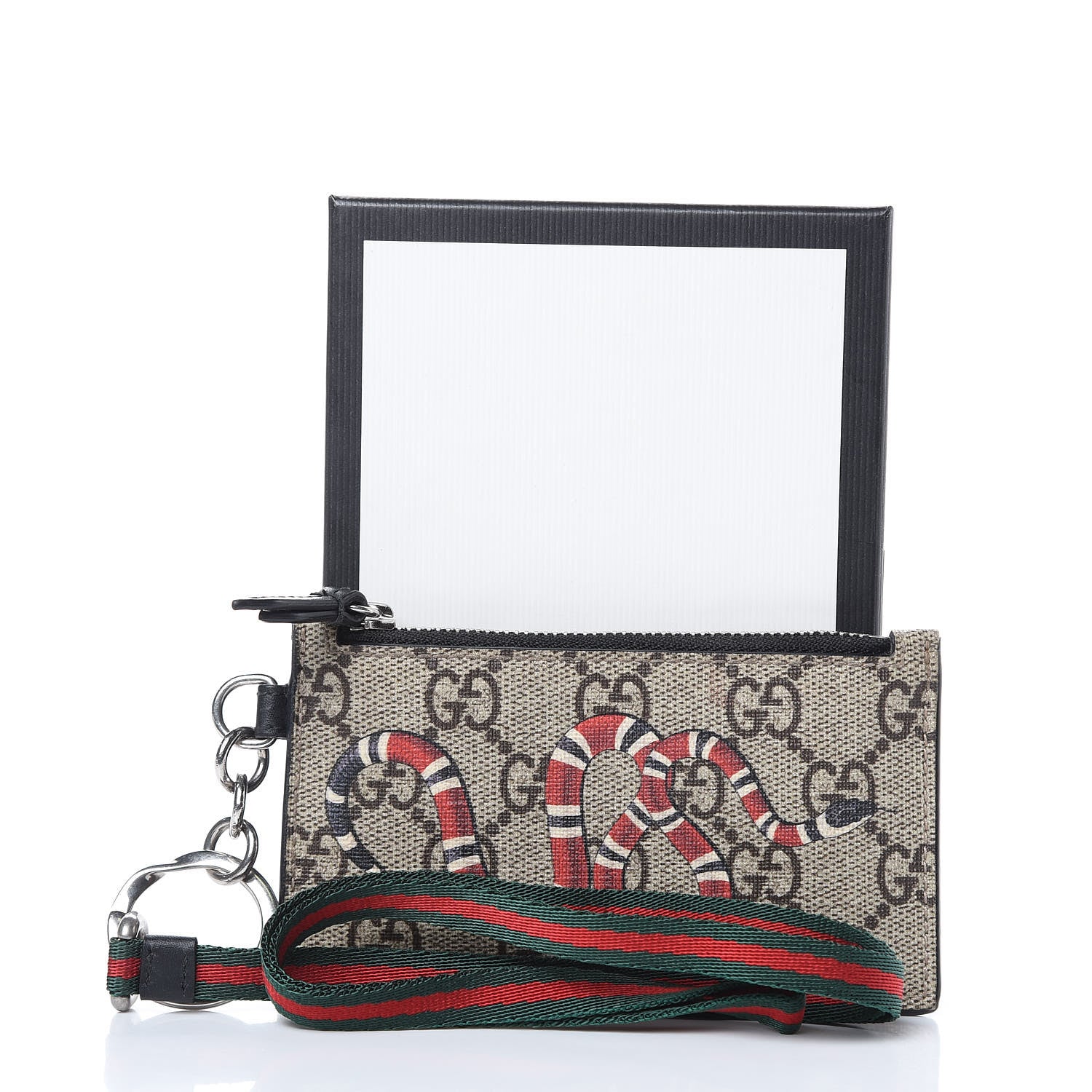 Gucci GG Supreme Monogram Kingsnake Lanyard Coin Case Card Holder 6 of 6