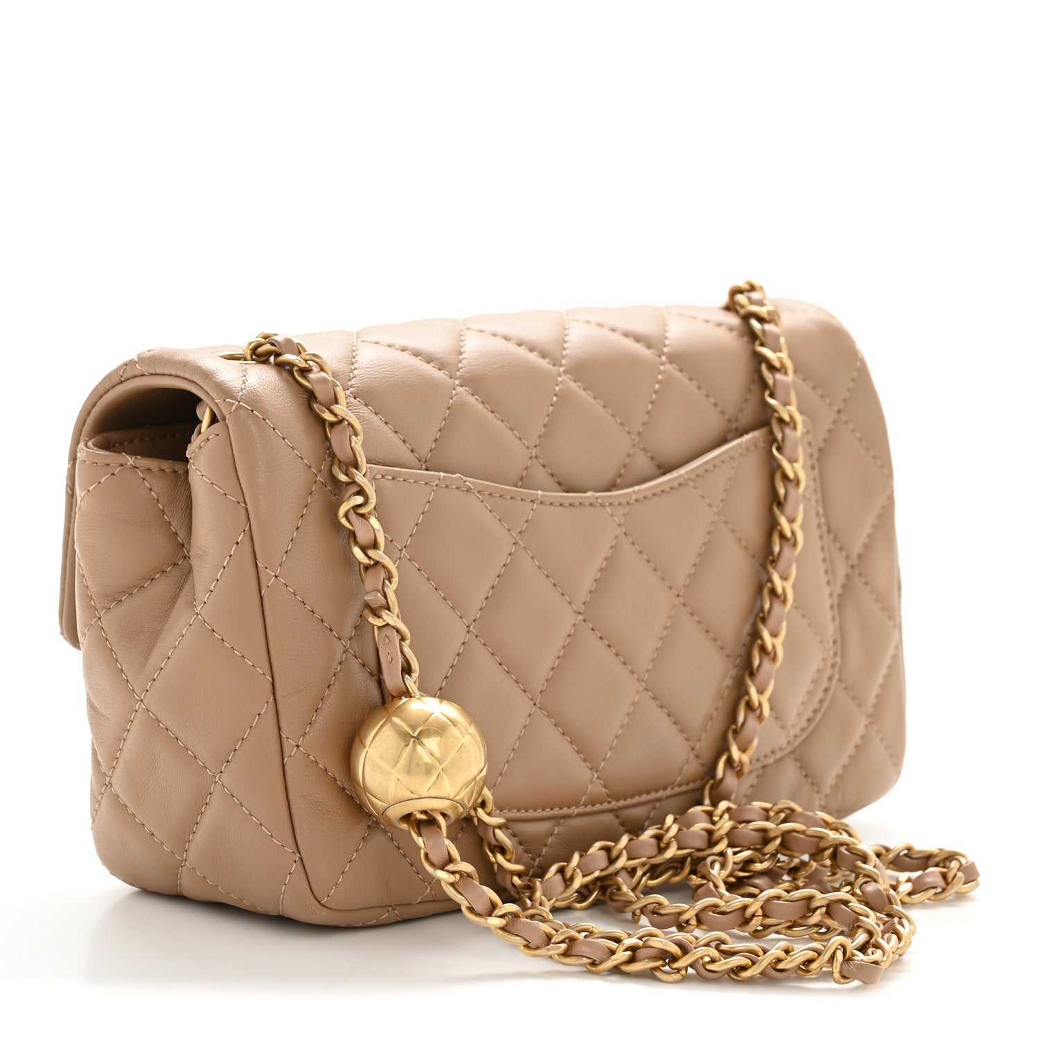 Chanel Lambskin Quilted Mini Rectangular Pearl Crush Flap Beige 3 of 11