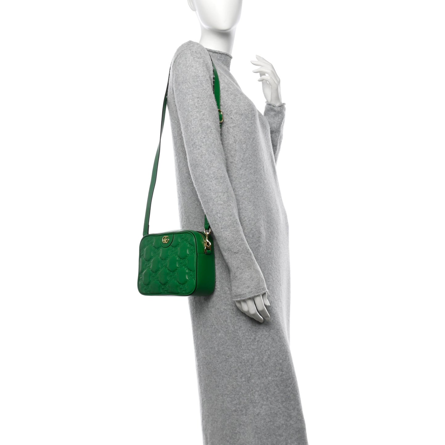 Calfskin GG Matelasse Shoulder Bag Spring Green Natural
