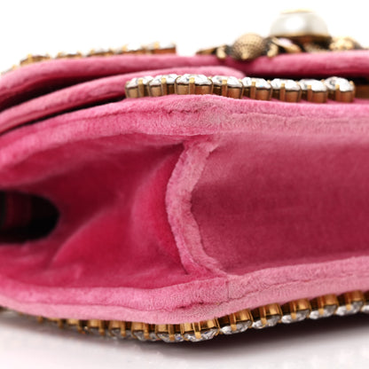 Gucci Velvet Crystal Mini Bee Broadway Shoulder Bag Light Raspberry Rose 9 of 13