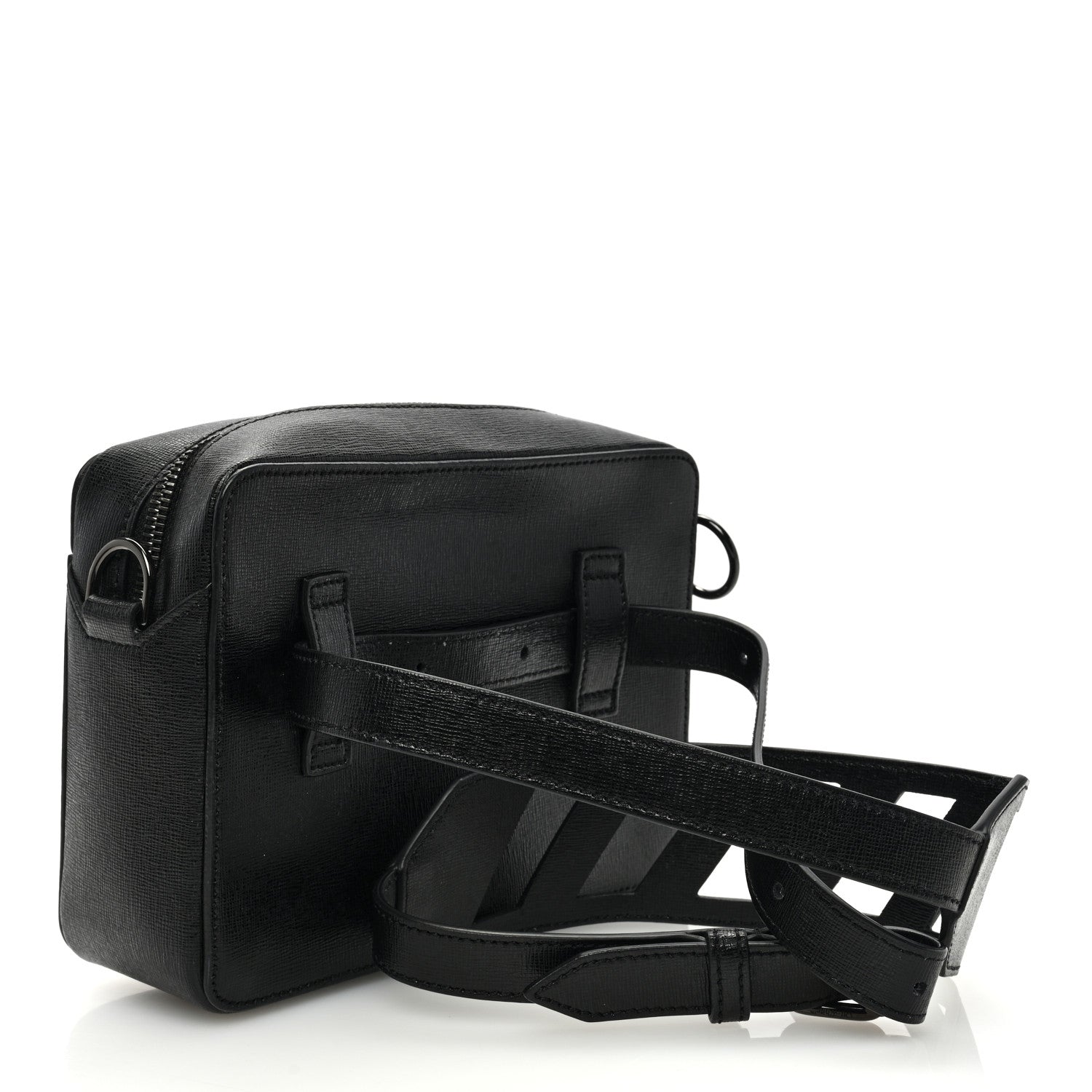 Off-White Saffiano Striped Diag Binder Belt Bag Black 3 of 9