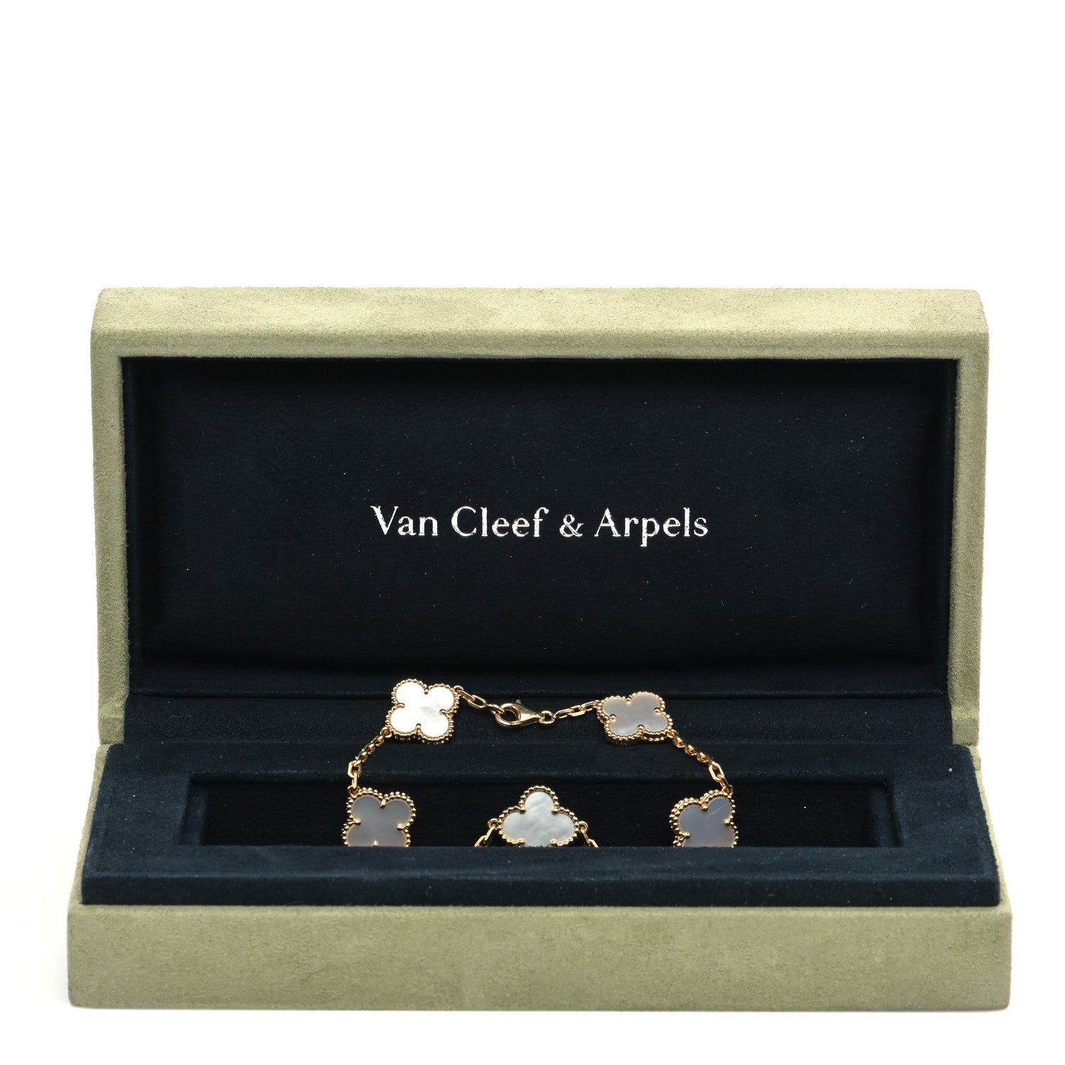 Van Cleef & Arpels 18K Yellow Gold Mother of Pearl 5 Motifs Vintage Alhambra Bracelet 7 of 7