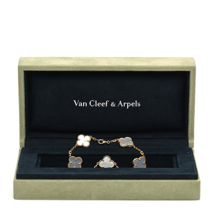 Van Cleef & Arpels 18K Yellow Gold Mother of Pearl 5 Motifs Vintage Alhambra Bracelet 7 of 7