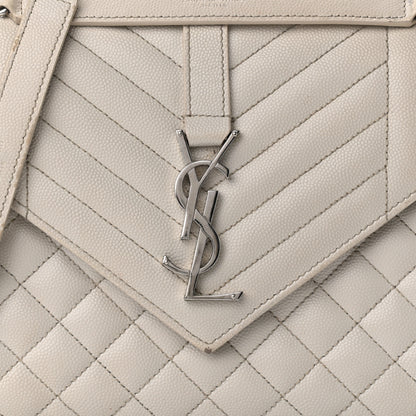 Saint Laurent Grain De Poudre Textured Mixed Matelasse Medium Triquilt Monogram Satchel Granite 7 of 21