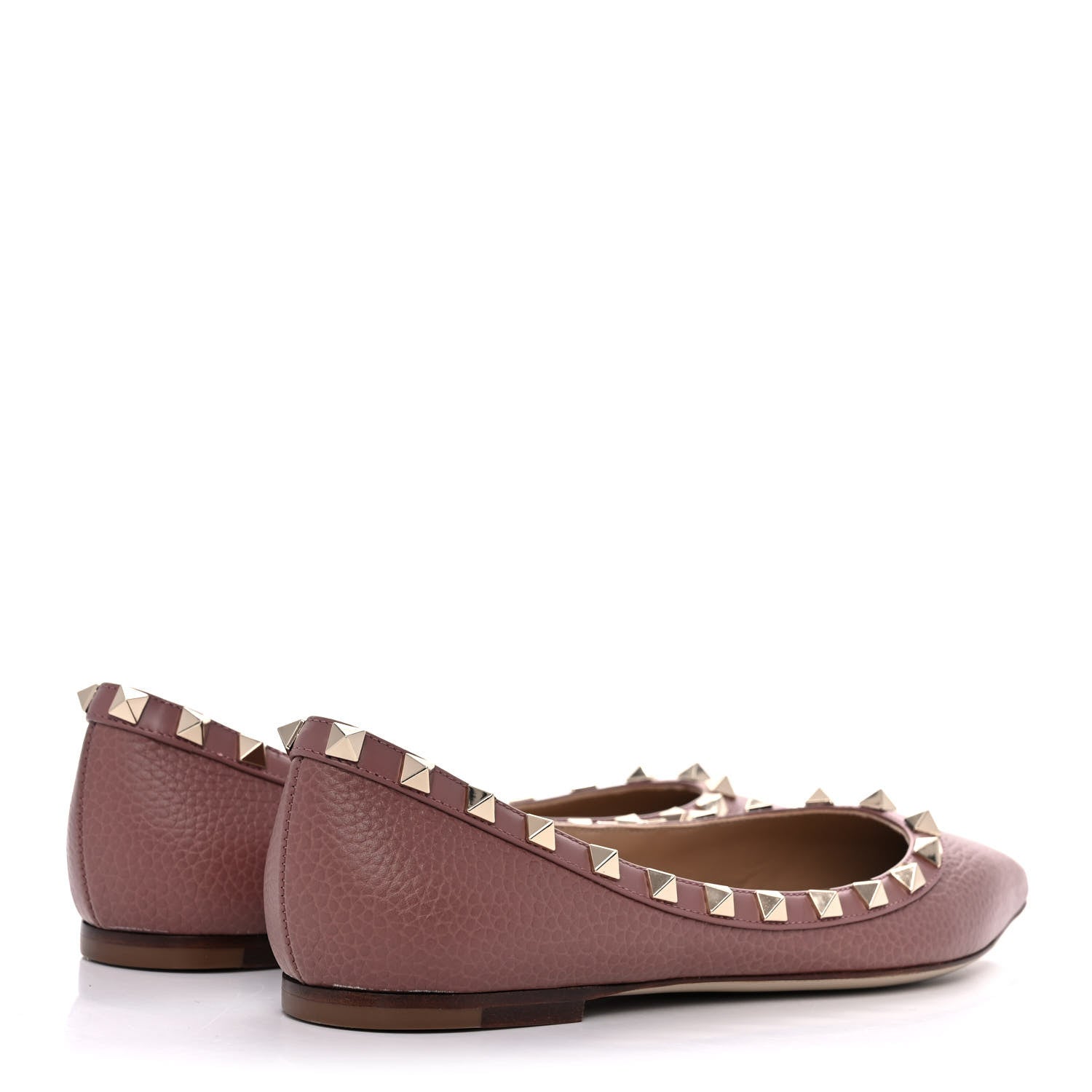 Valentino Garavani Pebbled Calfskin Rockstud Ballerina Flats 37 Dark Nude 4 of 12