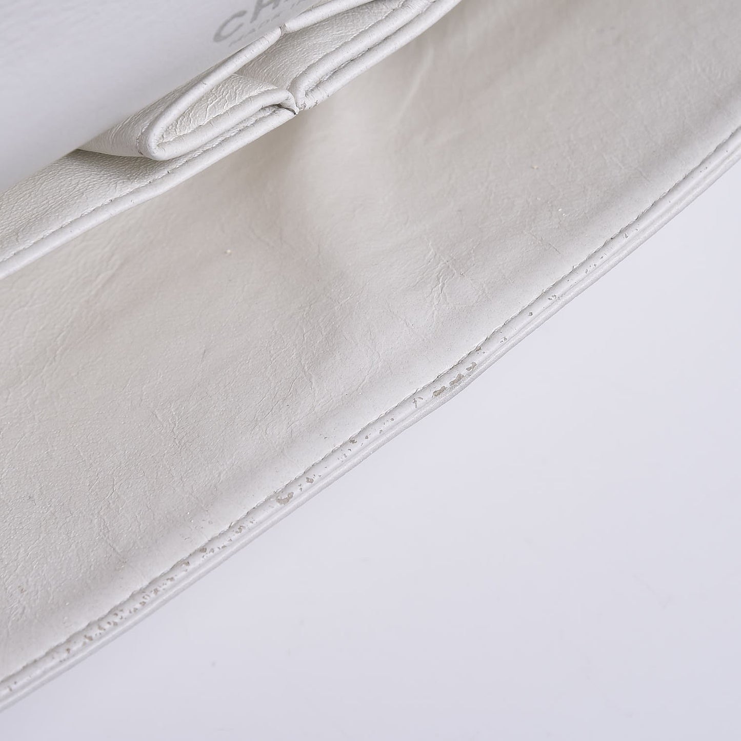 Caviar Quilted Medium Double Flap White
