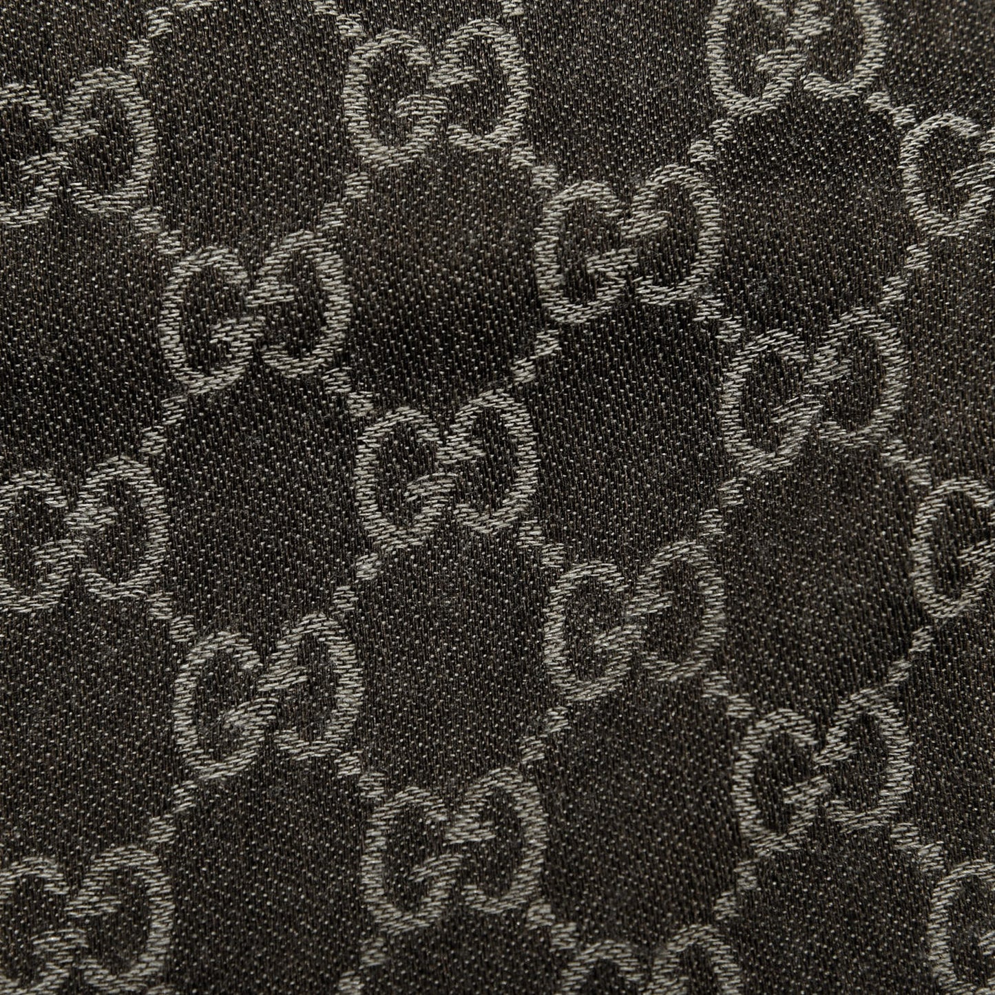 Wool Silk Monogram GGWeb Fringe Shawl Black Medium Grey