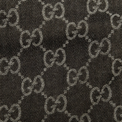 Gucci Wool Silk Monogram GGWeb Fringe Shawl Black Medium Grey 5 of 5