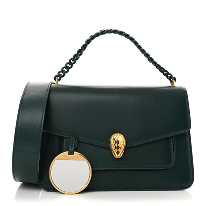Bulgari Nappa Monochrome Serpenti Forever Large Maxi Chain Crossbody Bag Forest Emerald 3 of 11