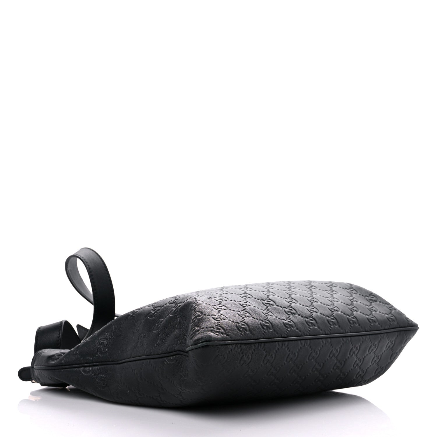 Gucci Guccissima Medium Flat Messenger Bag Black 4 of 12