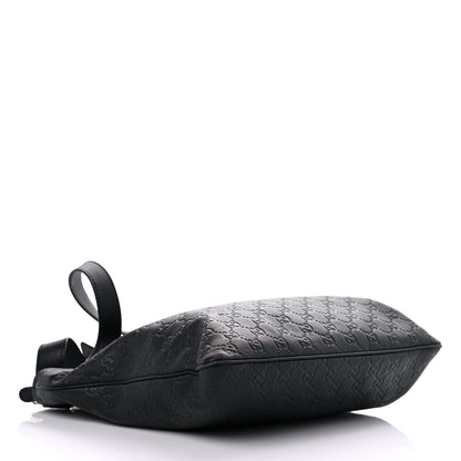 Gucci Guccissima Medium Flat Messenger Bag Black 4 of 12