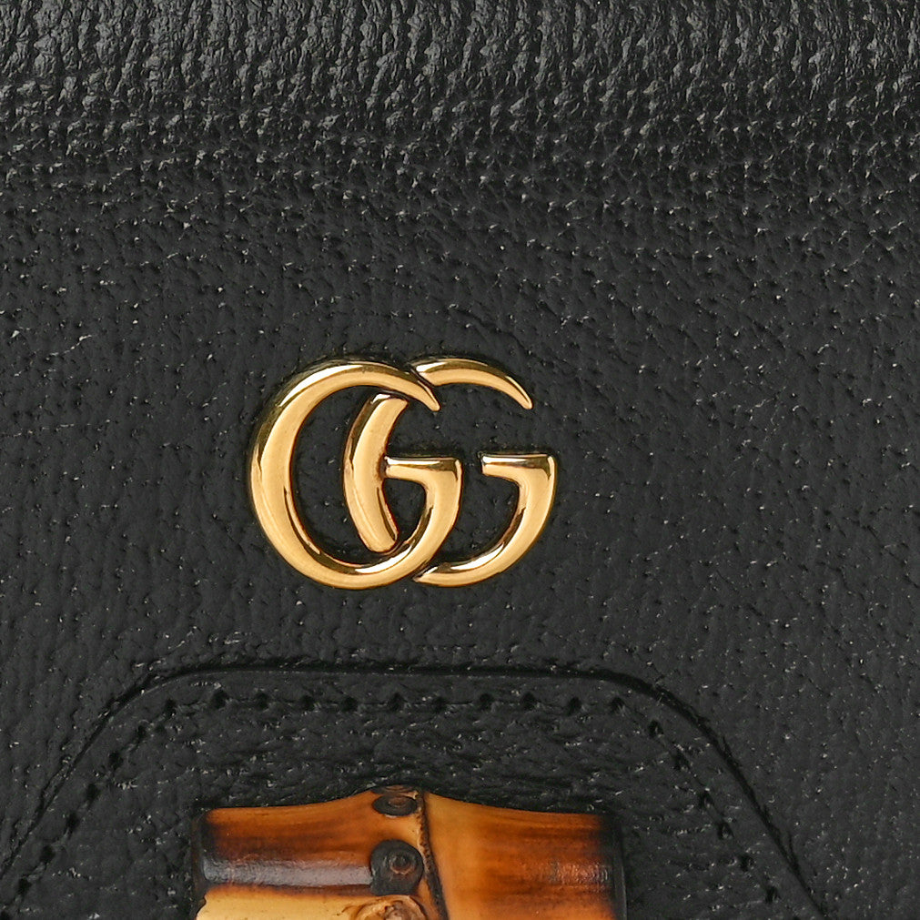 Gucci Wonka Grain Calfskin Diana Card Case Wallet Black 9 of 9