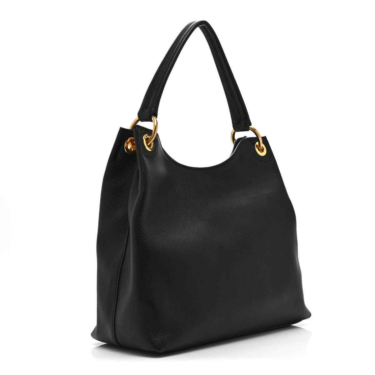 Vitello Phenix Embossed Logo Hobo Black