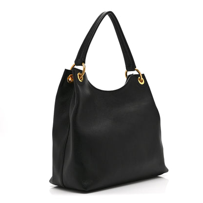 Prada Vitello Phenix Embossed Logo Hobo Black 3 of 10