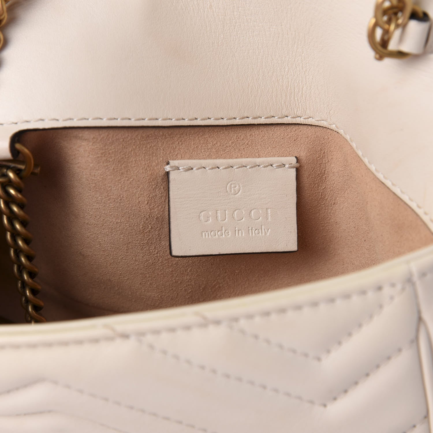 Gucci Calfskin Matelasse Super Mini GG Marmont Shoulder Bag White 5 of 11