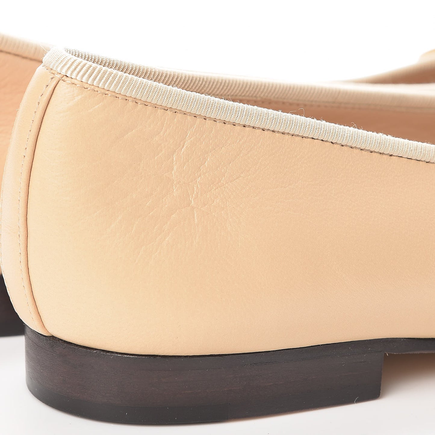 Lambskin Cap Toe Ballerina Flats 38 Beige Black